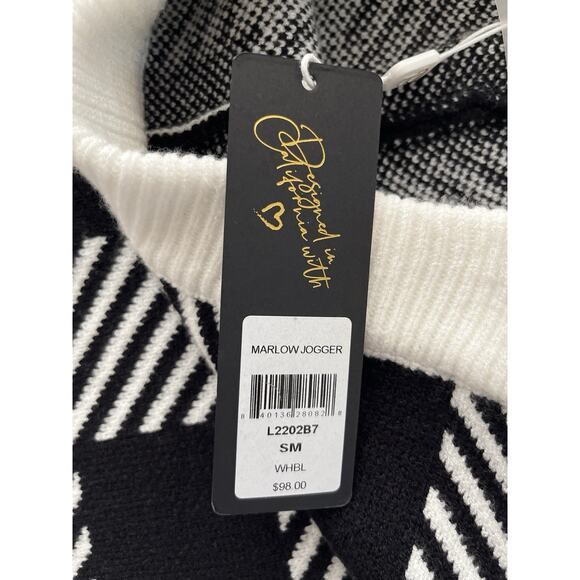 Beach Bunny Knit Joggers Pants Women S White Black Buffalo Check Stretch Cozy - Picture 4 of 11